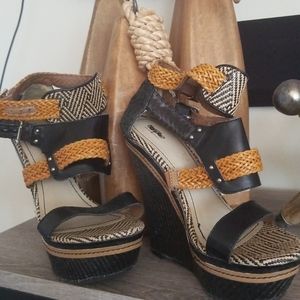 Tribal Wedge Sandals